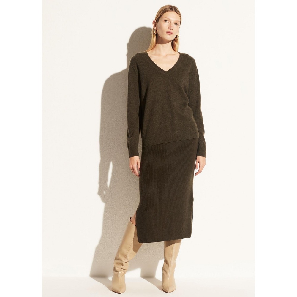 Vince Olive Green 100% Cashmere V Neck Sweater‎ XS
